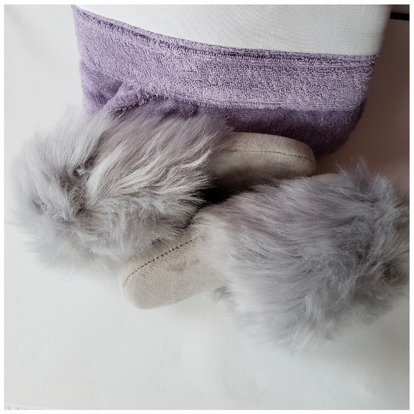 ASOS Faux Fur Slippers Gray Size 7-8 - Picture 1 of 6